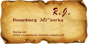 Rosenberg Jávorka névjegykártya